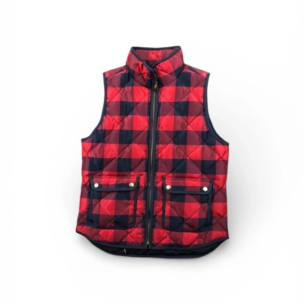 J. Crew Red and Navy Checkered Vest